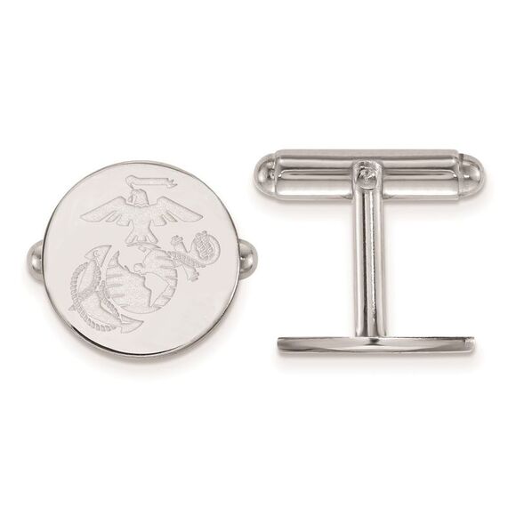 14k White Gold U.S. Marine Corps Disc Cuff Links